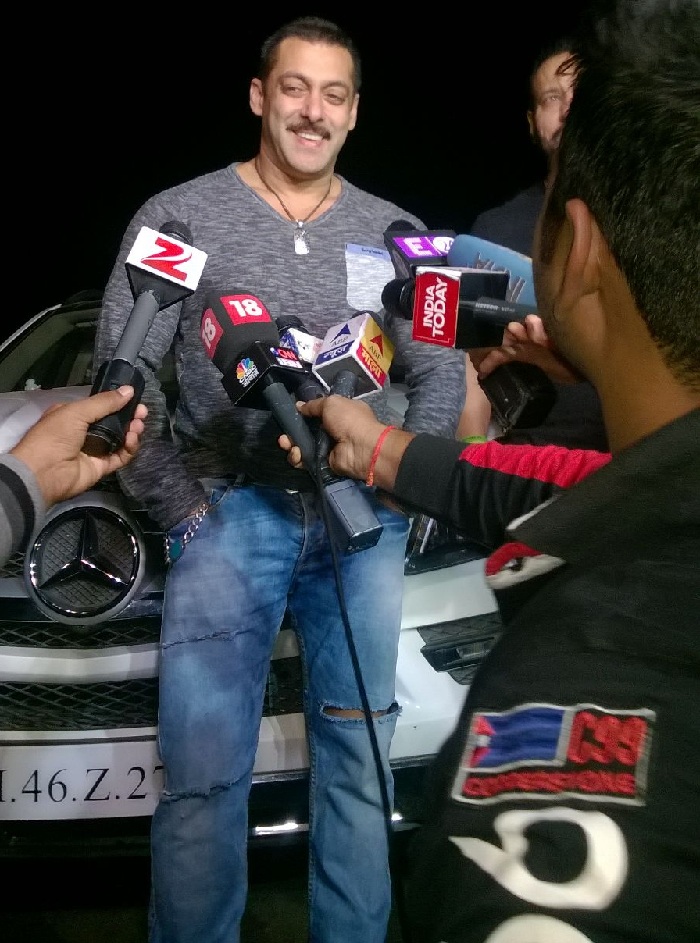 Salman Khan addressing media at his 50th Birthday bash