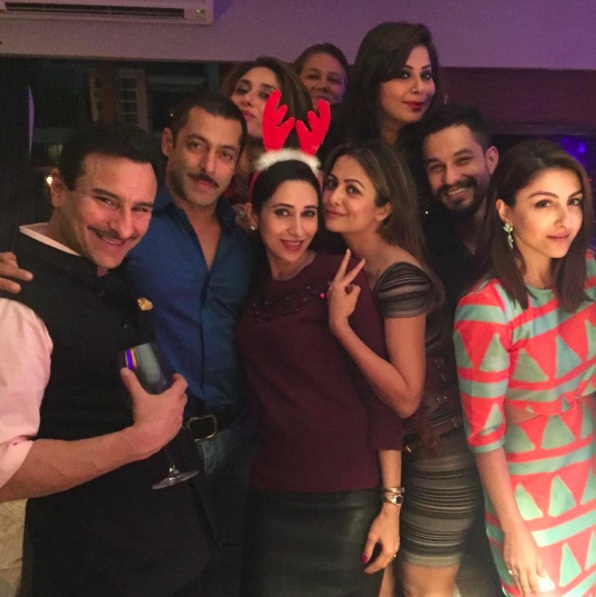 Salman, Saif, Kareena, Karisma, Amrita, Kunal and Soha at Saifeena's home